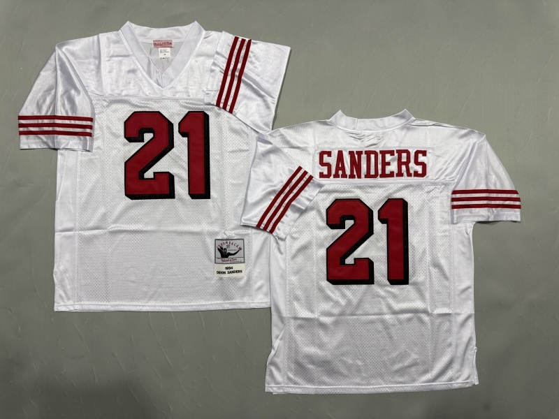 Men 2025 San Francisco 49ers #21 Sanders white Throwback Limited NFL Jersey style 001->buffalo bills->NFL Jersey